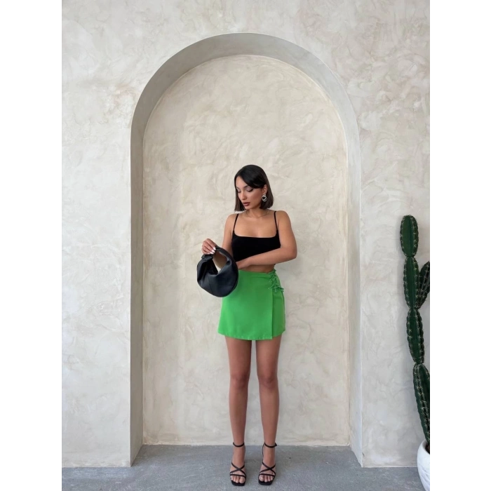 TAVSİYE EDİLEN GÜVENLİ SATICI Kuş gözü şort etek yeşil s25819