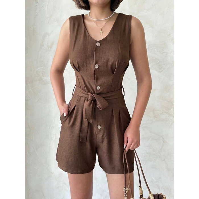 TAVSİYE EDİLEN GÜVENLİ SATICI Kuşaklı şortlu tulum