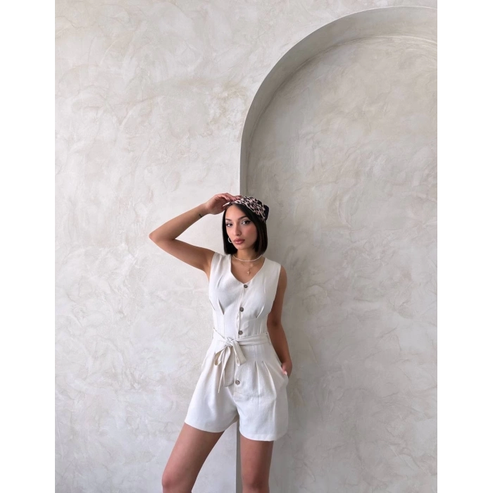 TAVSİYE EDİLEN GÜVENLİ SATICI Kuşaklı şortlu tulum