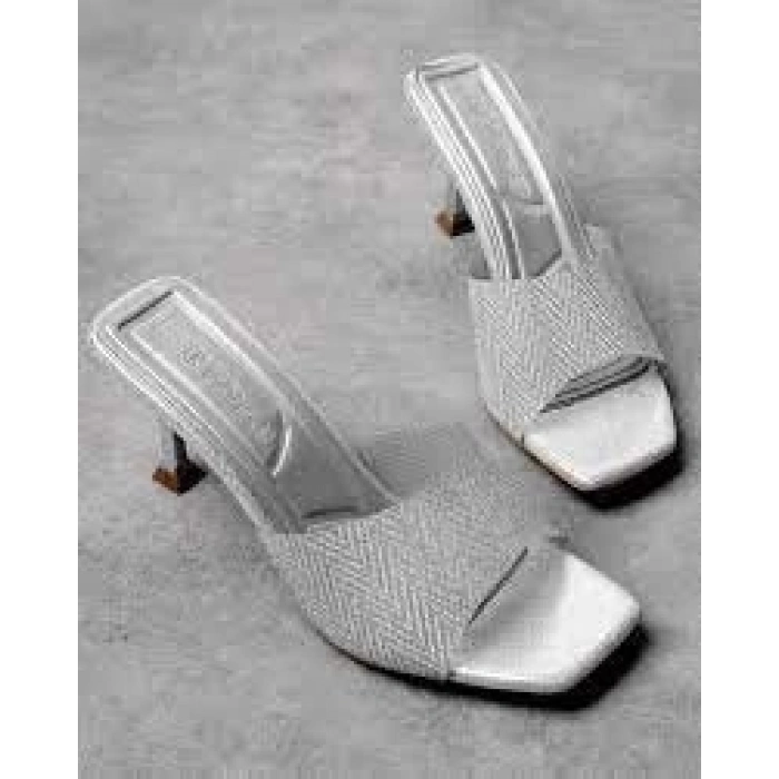 TAVSİYE EDİLEN GÜVENLİ SATICI Luart Platin Simli Topuklu Terlik