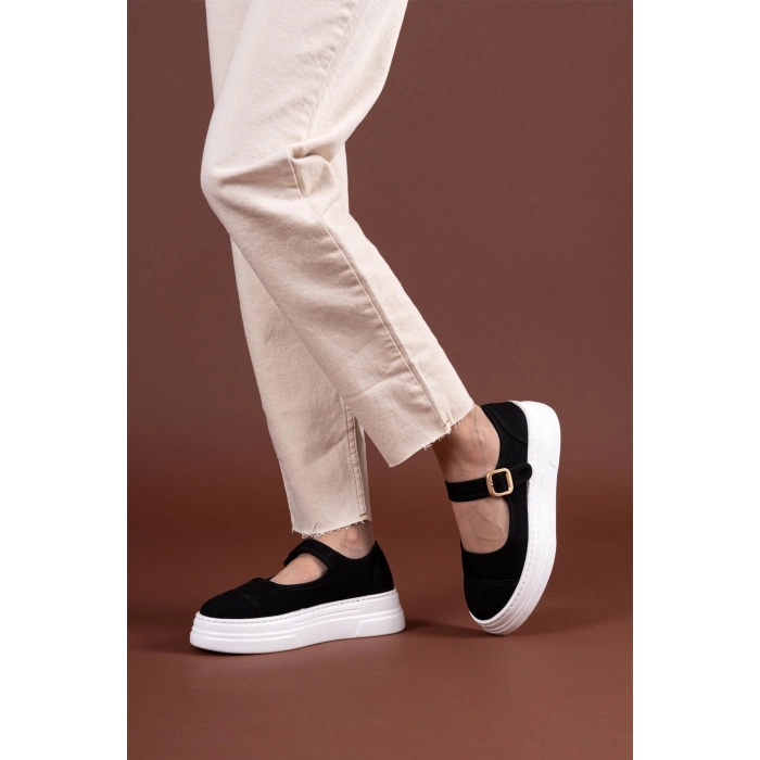 TAVSİYE EDİLEN GÜVENLİ SATICI Lunni Siyah Keten Spor Ayakkabı