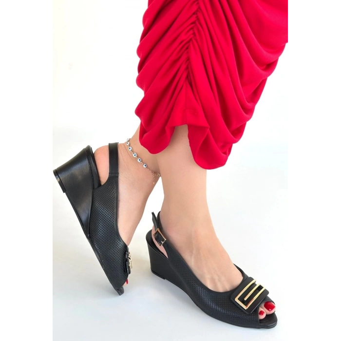 TAVSİYE EDİLEN GÜVENLİ SATICI Mamba Siyah Cilt Dolgu Topuk Ayakkabı