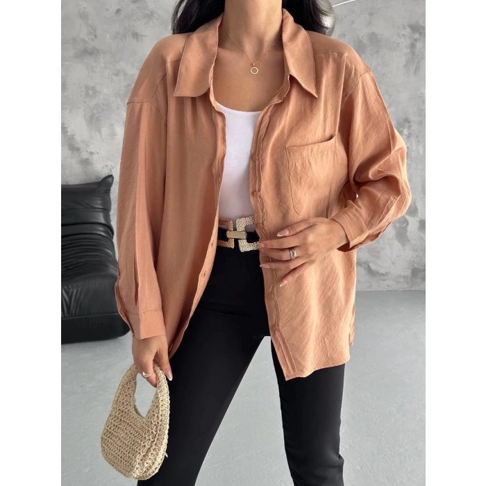 TAVSİYE EDİLEN GÜVENLİ SATICI Modal oversize cepli gömlek