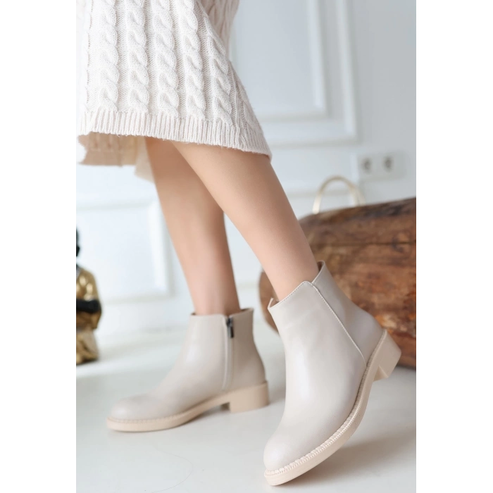 TAVSİYE EDİLEN GÜVENLİ SATICI Moed Bej Cilt Topuklu Bot