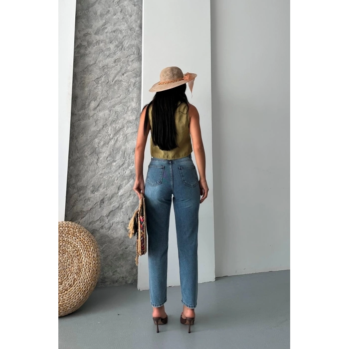 TAVSİYE EDİLEN GÜVENLİ SATICI Mom fit kar yıkama bıyık detaylı jeans pantolon d2006