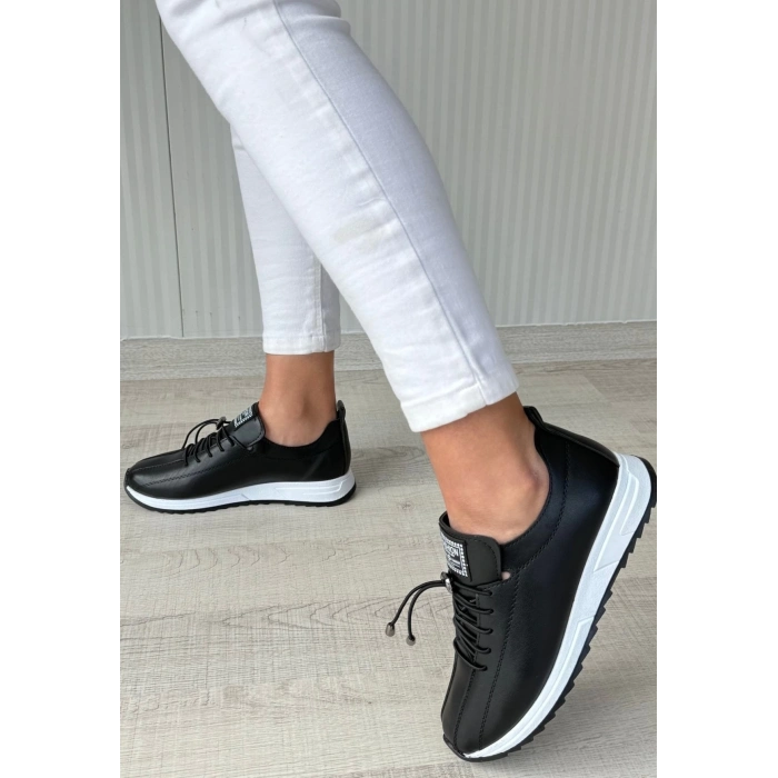 TAVSİYE EDİLEN GÜVENLİ SATICI Monya Siyah Cilt Bağcıklı Spor Ayakkabı
