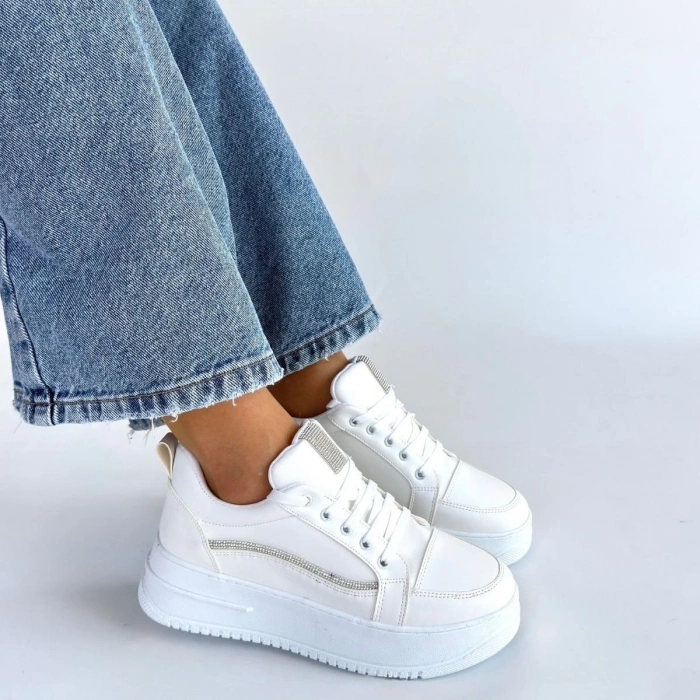 TAVSİYE EDİLEN GÜVENLİ SATICI Natte Beyaz Cilt Bağcıklı Spor Ayakkabı