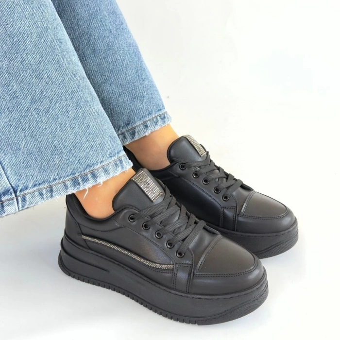 TAVSİYE EDİLEN GÜVENLİ SATICI Natte Siyah Cilt Bağcıklı Spor Ayakkabı