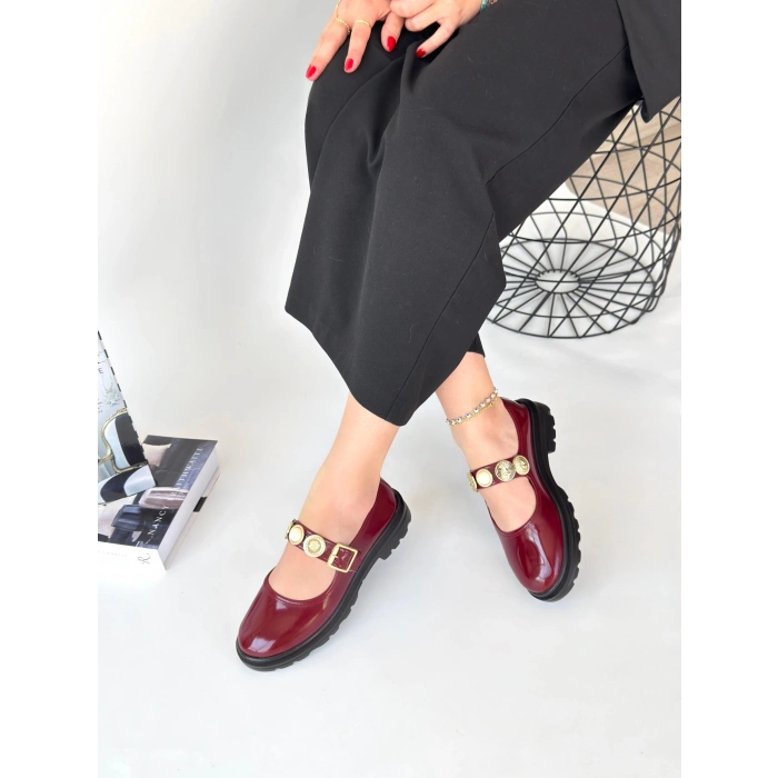 TAVSİYE EDİLEN GÜVENLİ SATICI Okira Bordo Rugan Oxford Ayakkabı