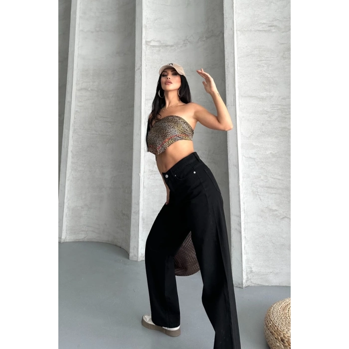 TAVSİYE EDİLEN GÜVENLİ SATICI Palazzo straight enzim süper taş yıkama jeans pantolon siyah d2008