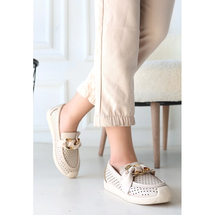 TAVSİYE EDİLEN GÜVENLİ SATICI Riwan Bej Cilt Babet Ayakkabı