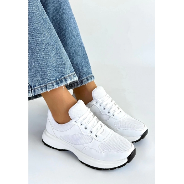 TAVSİYE EDİLEN GÜVENLİ SATICI Slar Beyaz Cilt Bağcıklı Spor Ayakkabı