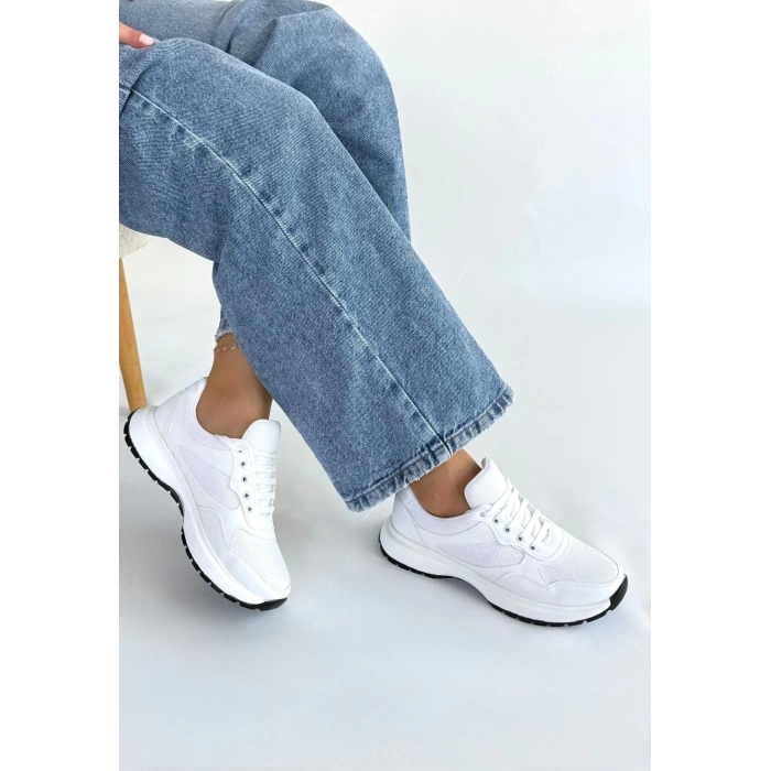 TAVSİYE EDİLEN GÜVENLİ SATICI Slar Beyaz Cilt Bağcıklı Spor Ayakkabı