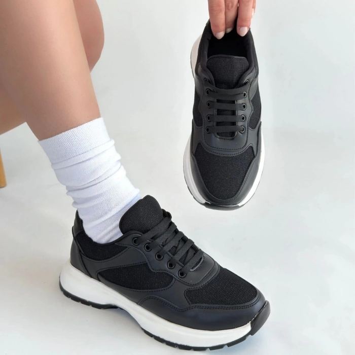 TAVSİYE EDİLEN GÜVENLİ SATICI Slar Siyah Cilt Bağcıklı Spor Ayakkabı