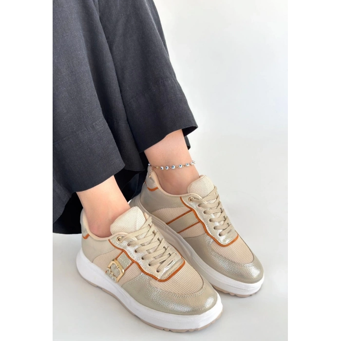 TAVSİYE EDİLEN GÜVENLİ SATICI Tanwe Bej Cilt Bağcıklı Spor Ayakkabı