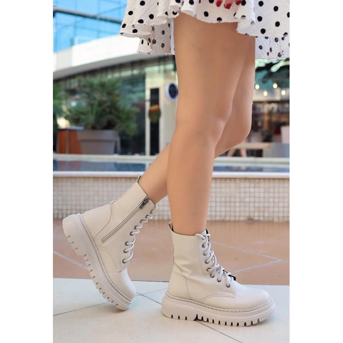 TAVSİYE EDİLEN GÜVENLİ SATICI Toan Bej Cilt Bağcıklı Bot