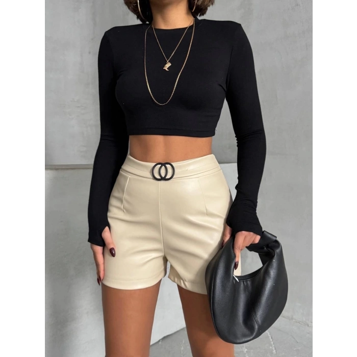 TAVSİYE EDİLEN GÜVENLİ SATICI Tokalı deri şort