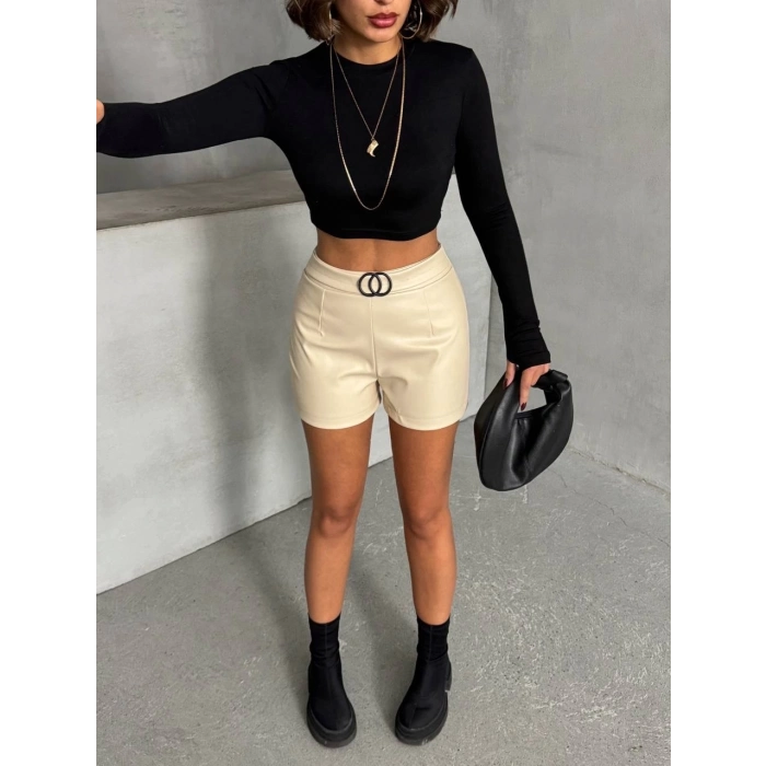 TAVSİYE EDİLEN GÜVENLİ SATICI Tokalı deri şort