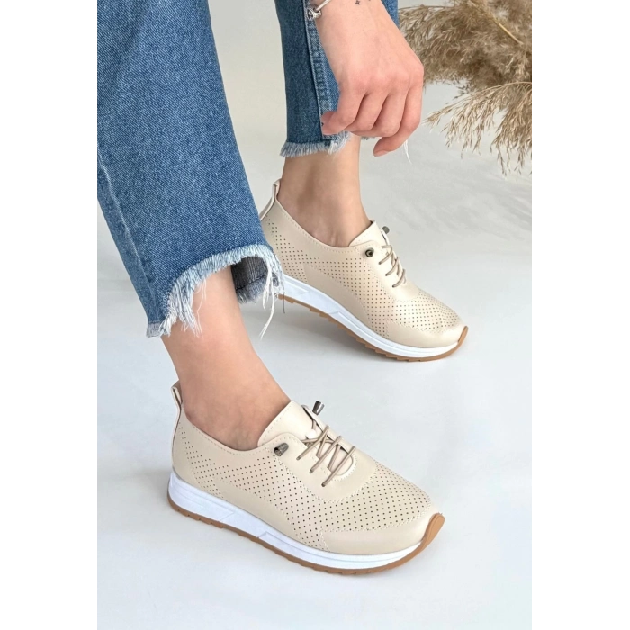 TAVSİYE EDİLEN GÜVENLİ SATICI Tone Bej Cilt Bağcıklı Spor Ayakkabı