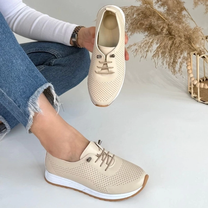 TAVSİYE EDİLEN GÜVENLİ SATICI Tone Bej Cilt Bağcıklı Spor Ayakkabı