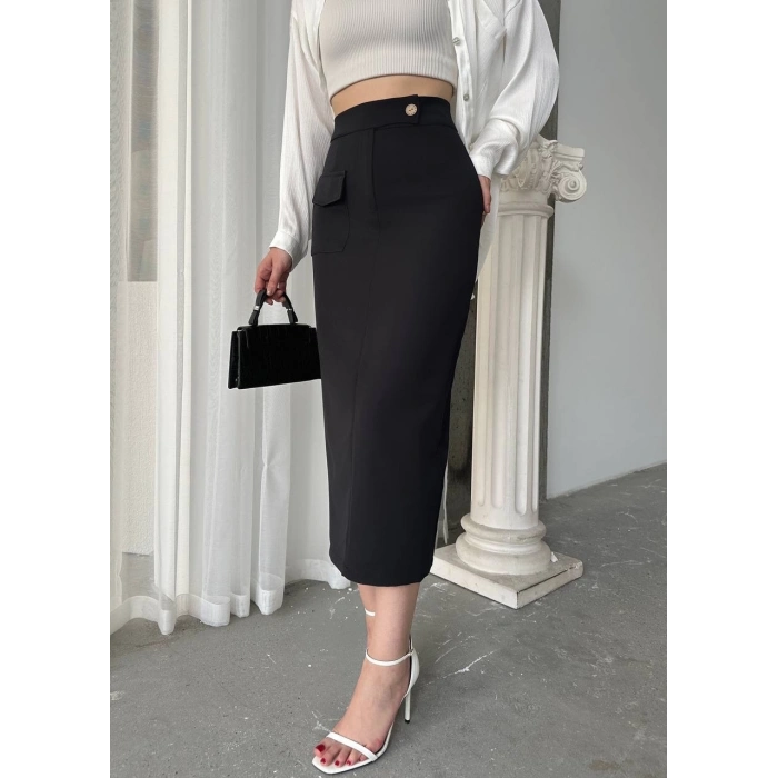 TAVSİYE EDİLEN GÜVENLİ SATICI Uzun düğmeli etek