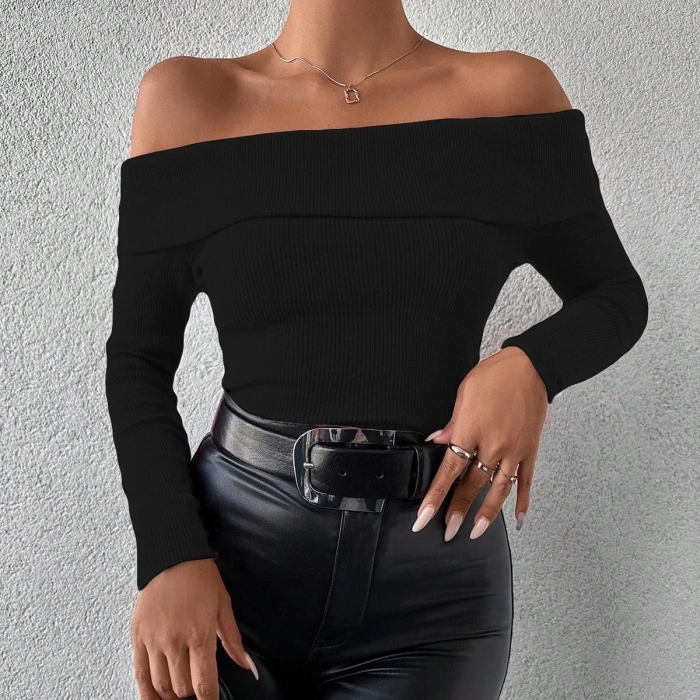 TAVSİYE EDİLEN GÜVENLİ SATICI Uzun kol madonna yaka bluz siyah