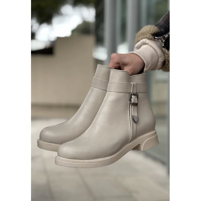 TAVSİYE EDİLEN GÜVENLİ SATICI Wiota Bej Cilt Topuklu Bot