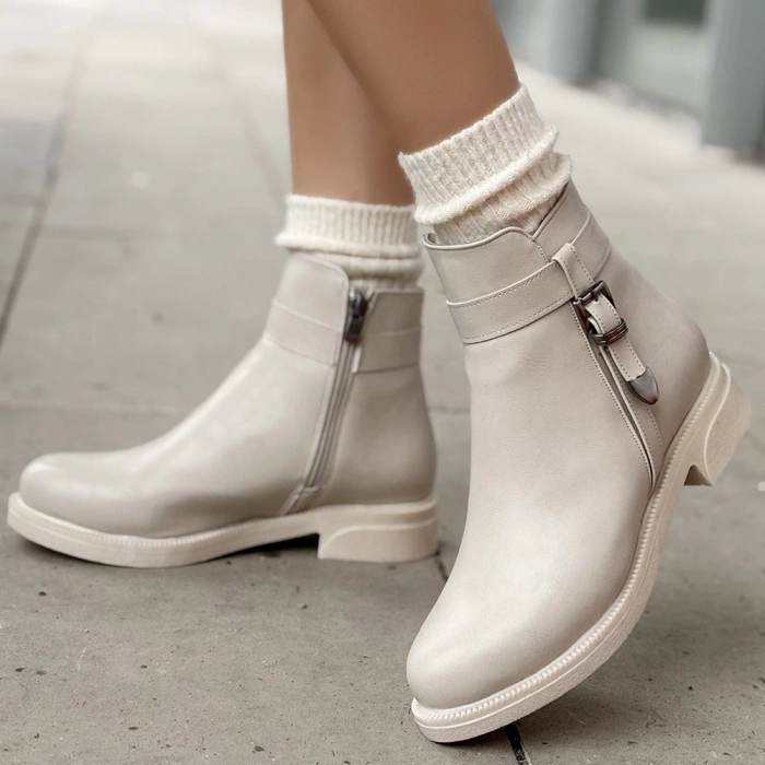 TAVSİYE EDİLEN GÜVENLİ SATICI Wiota Bej Cilt Topuklu Bot