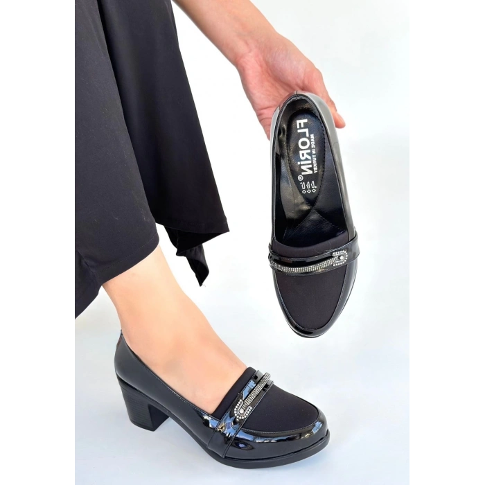 TAVSİYE EDİLEN GÜVENLİ SATICI Yoer Siyah Rugan Dolgu Topuk Ayakkabı