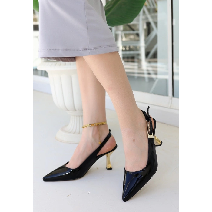 TAVSİYE EDİLEN GÜVENLİ SATICI Zalin Siyah Rugan Topuklu Ayakkabı