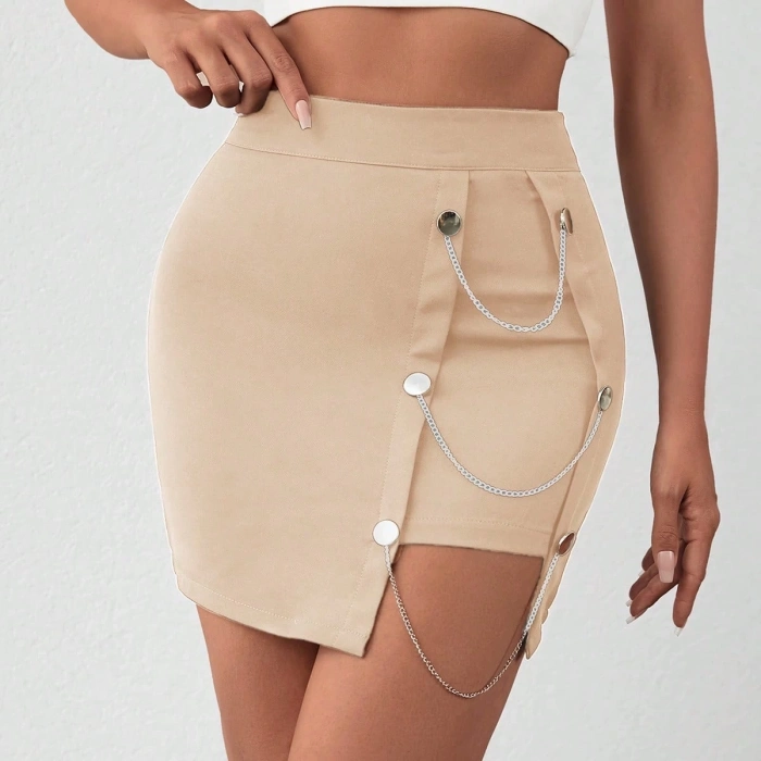 TAVSİYE EDİLEN GÜVENLİ SATICI Zincirli mini şortlu etek s241008