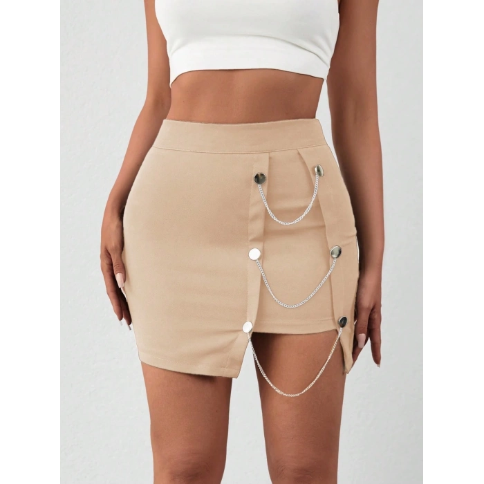 TAVSİYE EDİLEN GÜVENLİ SATICI Zincirli mini şortlu etek s241008