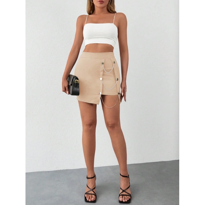 TAVSİYE EDİLEN GÜVENLİ SATICI Zincirli mini şortlu etek s241008
