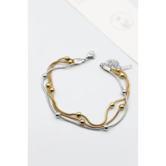 Üç Zincirli Toplu Çelik Bileklik - ÇOK RENKLİ