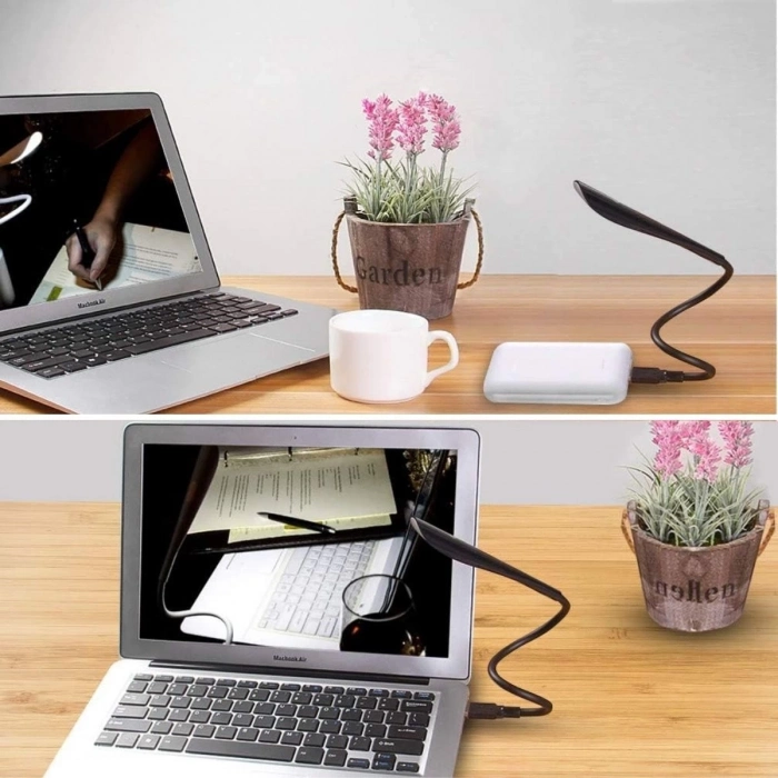 USB Girişli 14 Ledli 3 Kademeli Dokunmatik Masa/Kitap Okuma ası Ledi Siyah