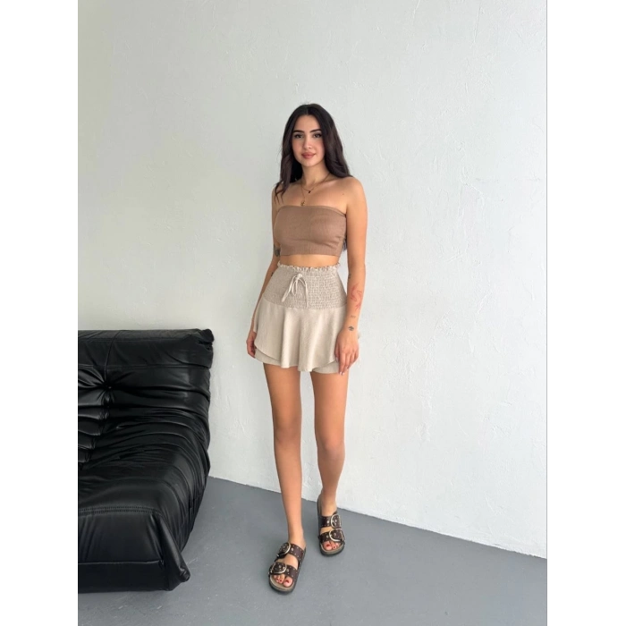 ÇOK SATAN  Ayrobin Şortlu Etek - Bej -