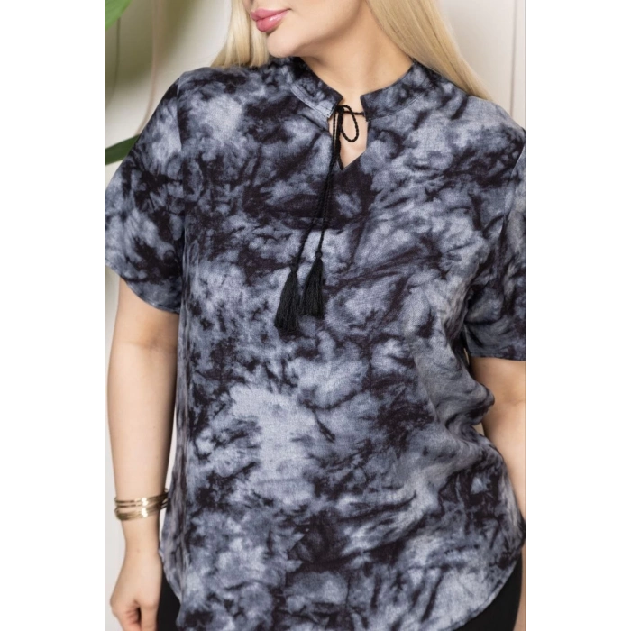 ÇOK SATAN  Bebe yaka püskül Detaylı Bluz- Desenli -