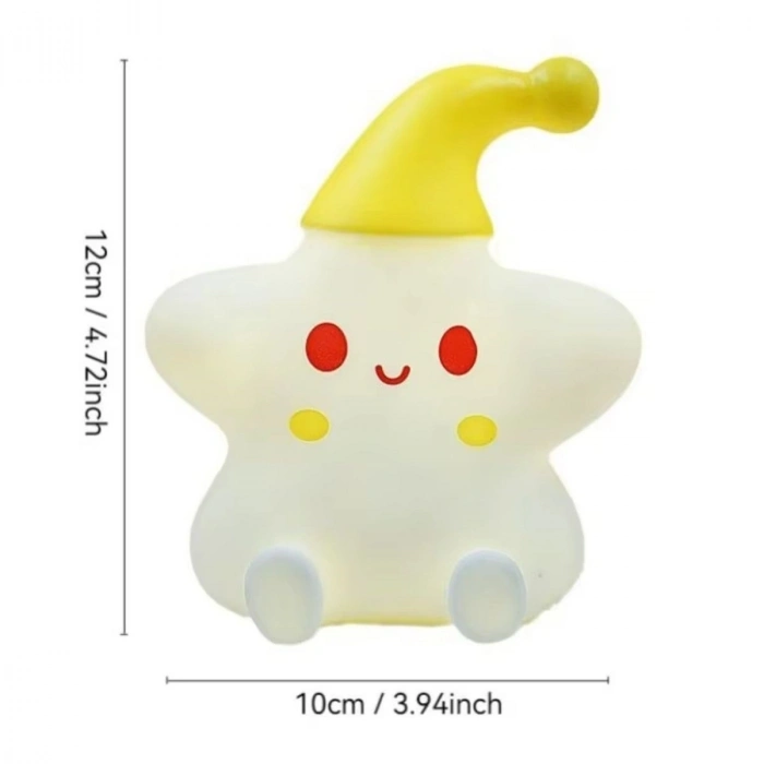 Yıldız Figürlü Pofuduk LED Gece ası – Yumuşak Dokulu Masaüstü Aydınlatma, Çocuk Odası ve Dekoratif Şarjlı Ortam Işığı