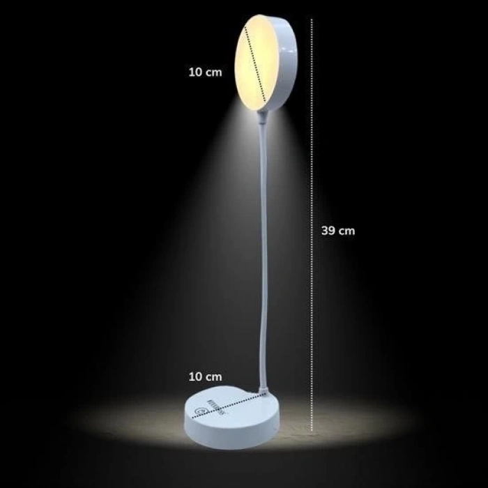Yuvarlak USBli Dokunmatik 3 Kademeli 360 Derece  Özel Göz Korumalı Led Lityum Masa ası
