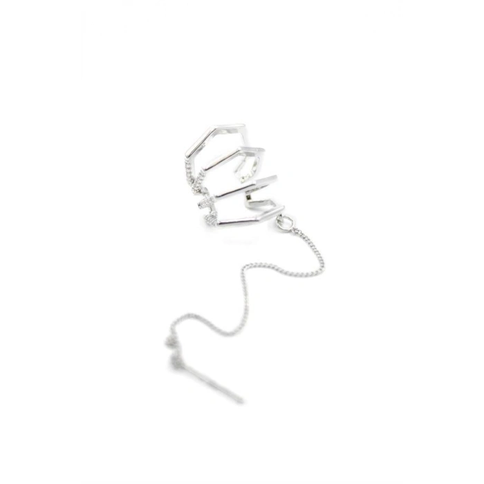 Zincir Çoklu Kıkırdak Küpe - Gümüş