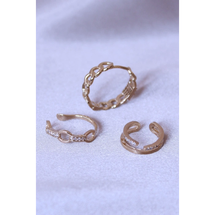 Zirkon Taşlı Zincir Model Küpe Seti