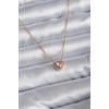 316L Çelik Zincir Gold Renk Pembe Zirkon Taşlı Charm Kadın Kolye
