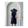 Kuşaklı şortlu tulum