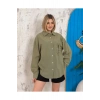 Fit Keten Gömlek Haki S255349