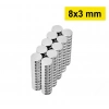 ÇOK SATAN 1 Adet 8x3mm Yuvarlak Neodyum Mıknatıs Güçlü Nikel Kaplamalı Kaliteli Dayanıklı Magnet