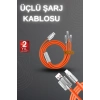 ÇOK SATAN 120W Hızlı Şarj Kablosu Turuncu Yüksek Güç Kapasitesi Çoklu Şarj Girişi