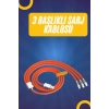ÇOK SATAN 120W Silikon Metal Uçlu LED Işıklı 3 In1 Şarj Kablosu 1.2m