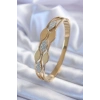 ÇOK SATAN 316L Çelik Gold Renk Arpa Model Zirkon Taş Detay Kadın Kelepçe Bileklik