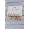 ÇOK SATAN 316L Çelik Gold Renk Yıldız Figürlü Tarot Model Halka Küpe Seti