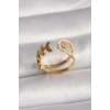ÇOK SATAN 316L Çelik Gold Renk Zirkon Taşlı Yaprak Model Kadın Yüzük